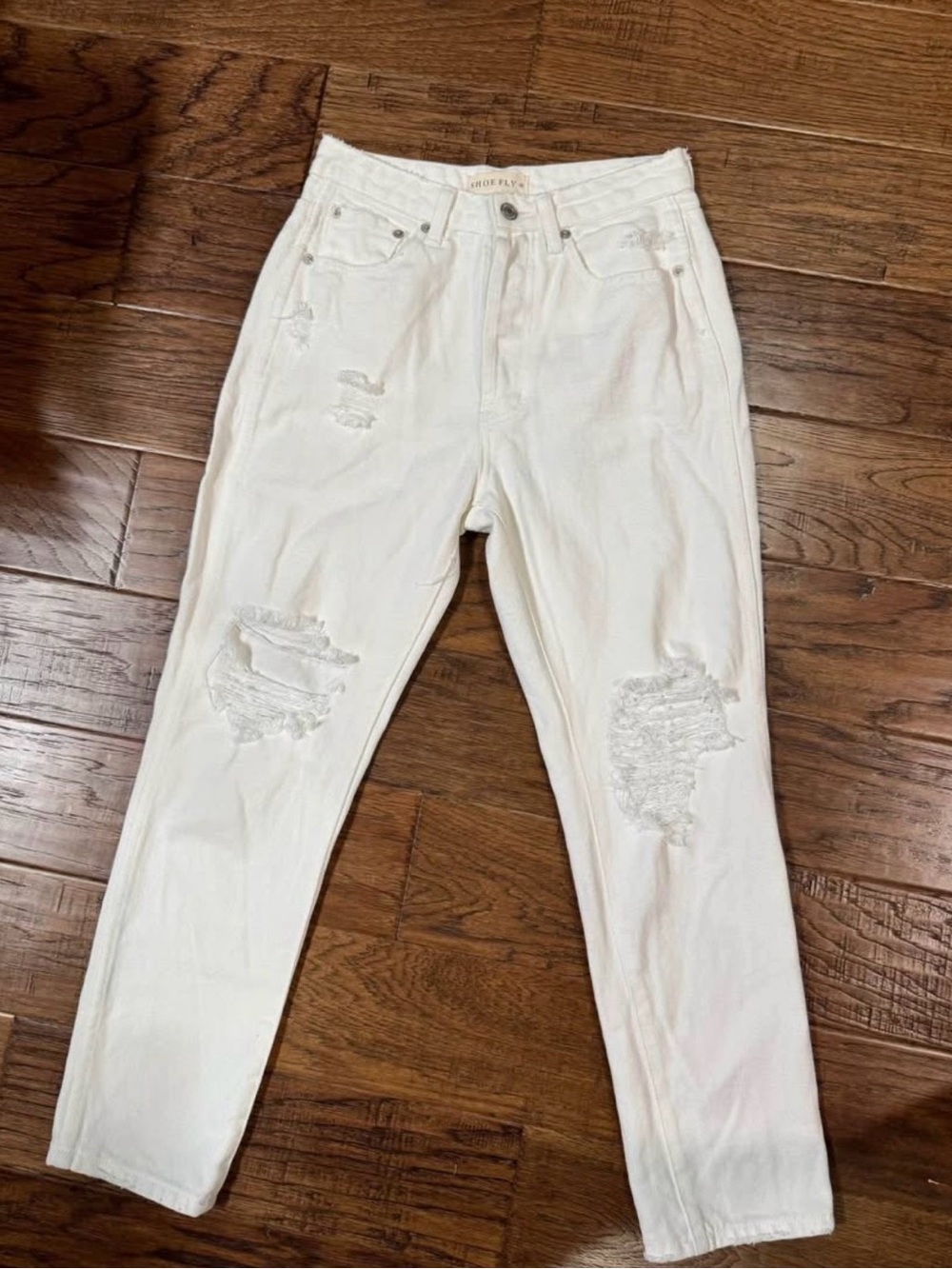 Women’s Shoefly White Distressed Jeans